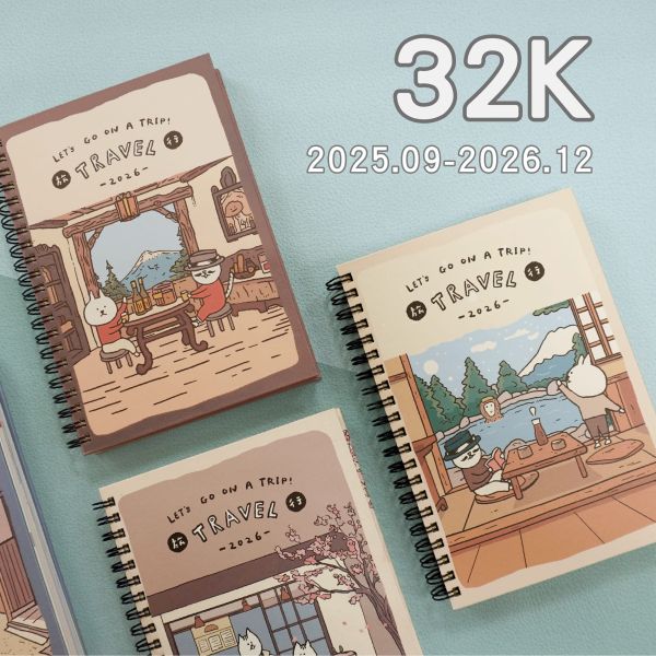 「貓行李系列」- 2026 32K跨年精裝雙線圈手帳/CDM-419 