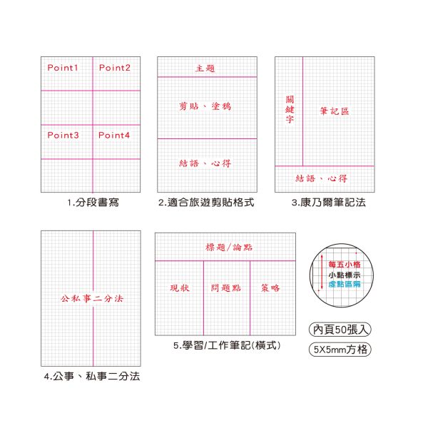 「簡單生活系列」- 16K方格加厚定頁筆記/CN-16215 