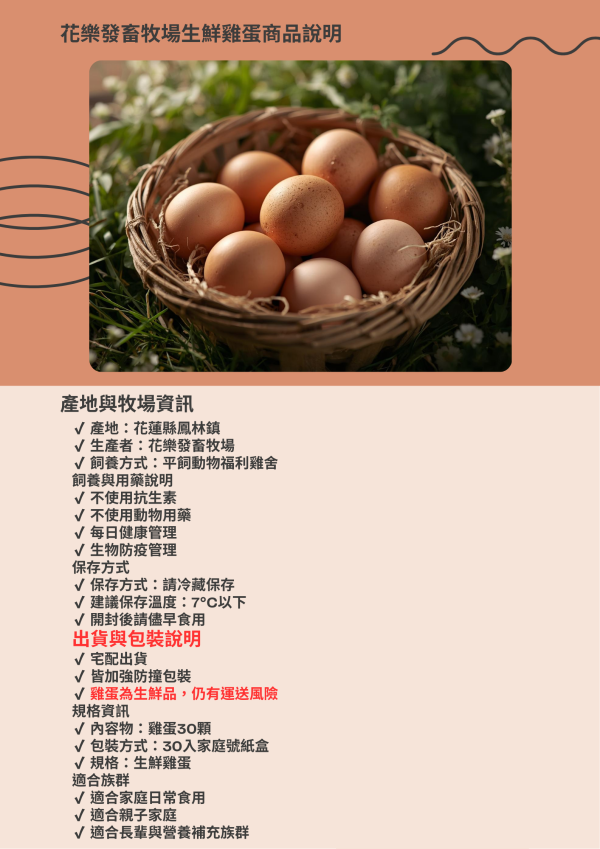 『團購大箱』慢漫蛋30入X8盒｜共240顆｜團購最優惠組 花蓮雞蛋, 動物福利雞蛋, 平飼雞蛋, 慢慢蛋, 花樂發畜牧場, 30入雞蛋, 產銷履歷雞蛋