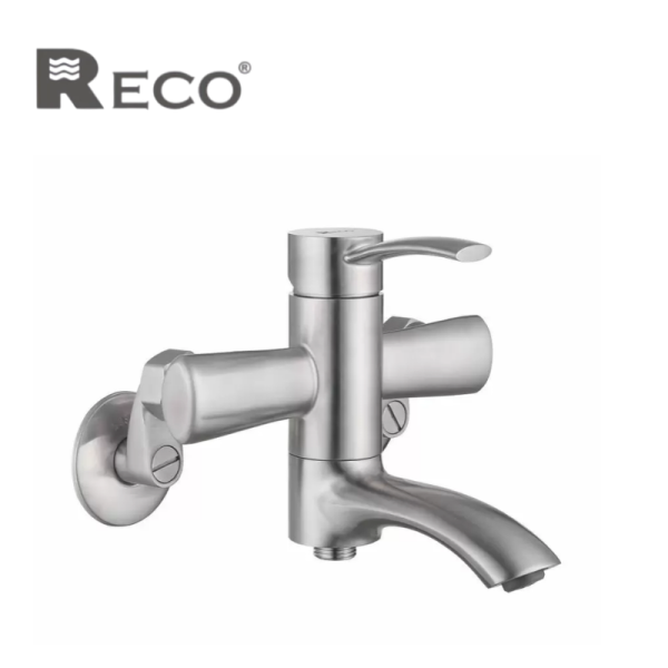 RECO 沐浴龍頭 108066-B RECO不鏽鋼面盆龍頭使用SUS304不鏽鋼,含量18-8符合國際標準,並通過國家標準CNS 8088,美國UPC加拿大CUPC的無鉛認證。
重要零件陶瓷閥芯、起泡器均符合NSF、ACS認證,100萬次耐用測試不損壞。
我們的不鏽鋼龍頭使用“全新”不鏽鋼,不用再生料；堅固耐用、絕佳抗腐蝕性、美觀、不易留指紋水漬容易清洗好保養