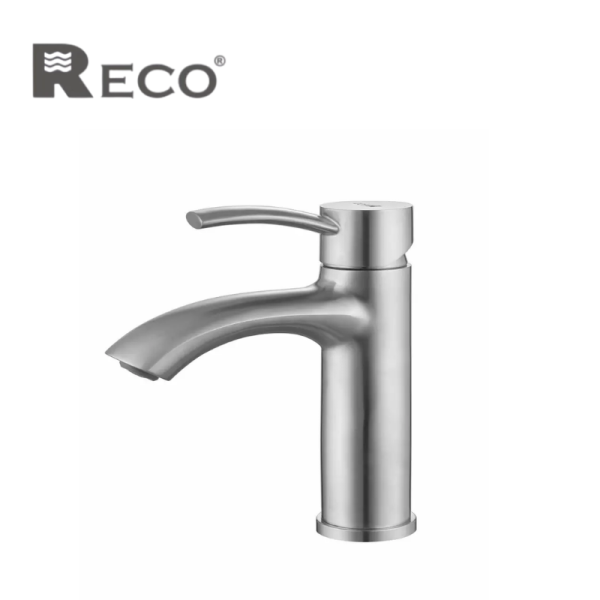 RECO 臉盆龍頭 105066-B RECO不鏽鋼面盆龍頭使用SUS304不鏽鋼,含量18-8符合國際標準,並通過國家標準CNS 8088,美國UPC加拿大CUPC的無鉛認證。
重要零件陶瓷閥芯、起泡器均符合NSF、ACS認證,100萬次耐用測試不損壞。
我們的不鏽鋼龍頭使用“全新”不鏽鋼,不用再生料；堅固耐用、絕佳抗腐蝕性、美觀、不易留指紋水漬容易清洗好保養