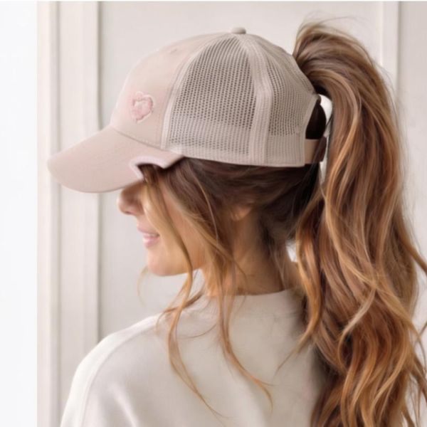 Notch 高馬尾射手帽 / 淺粉愛心 hat,cap,Notch,Gear,墨鏡,馬尾,勤務人員,運動員,網帽,高馬尾,Ponytail