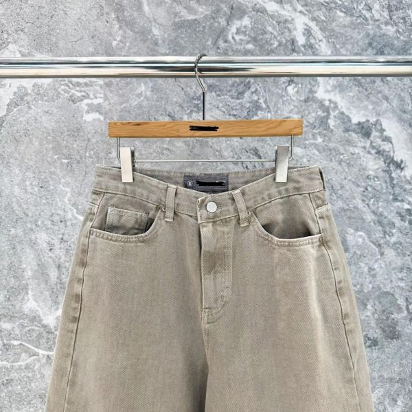 牛仔過膝八分寬褲 