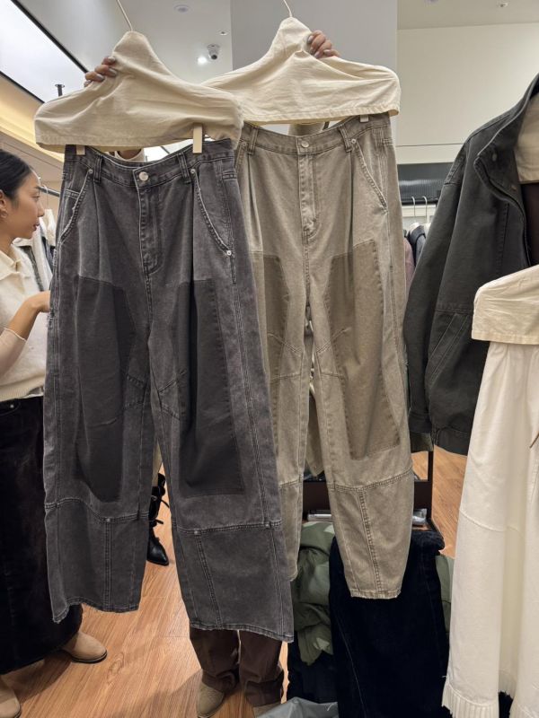 高品設計配色色塊牛仔褲 