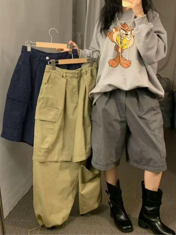 挺棉長短兩穿工裝褲 