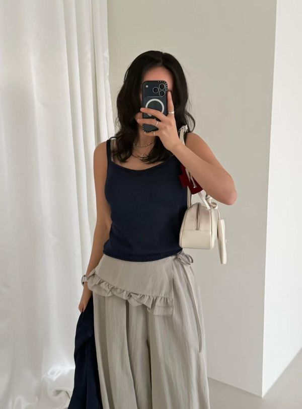 日系兩件式小裙擺泡泡褲 