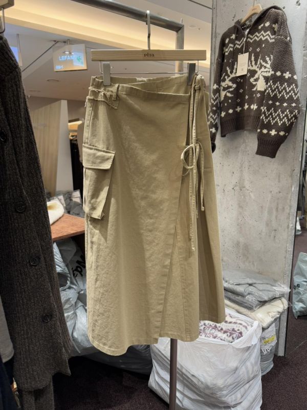 側開岔一片式綁帶棉裙 