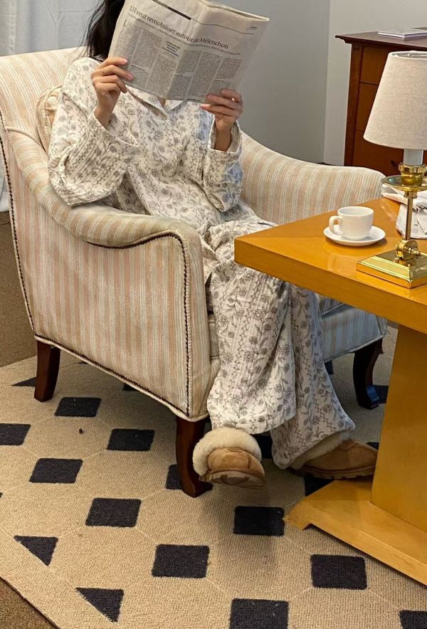 法式古典花紋韓國三層棉紗居家服（上衣） 