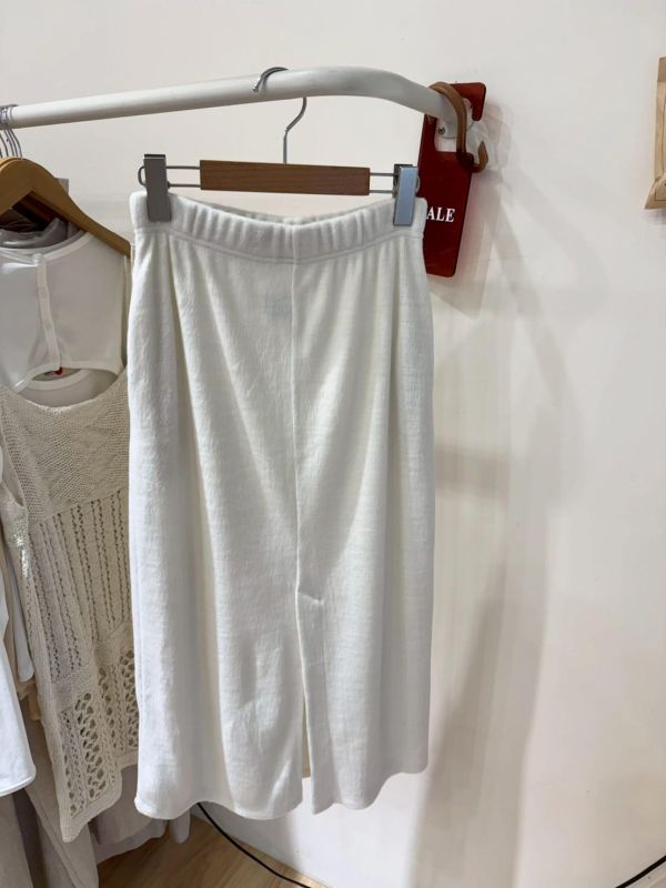 舒服毛料鬆緊腰長裙 