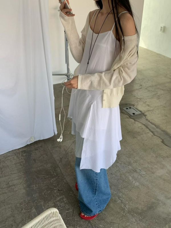 細肩帶不規則洋裝 