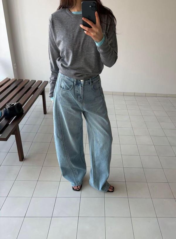 立體感哈倫牛仔褲 