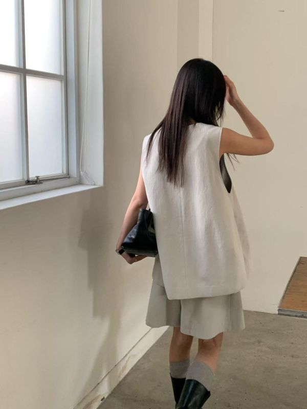 兩件式休閒感西裝背心套裝 