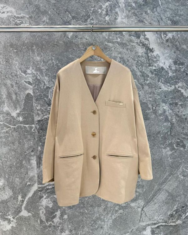 高品設計 高質感V領棉麻西外 