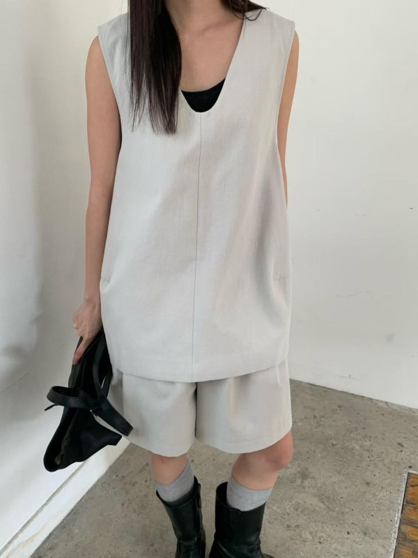 兩件式休閒感西裝背心套裝 