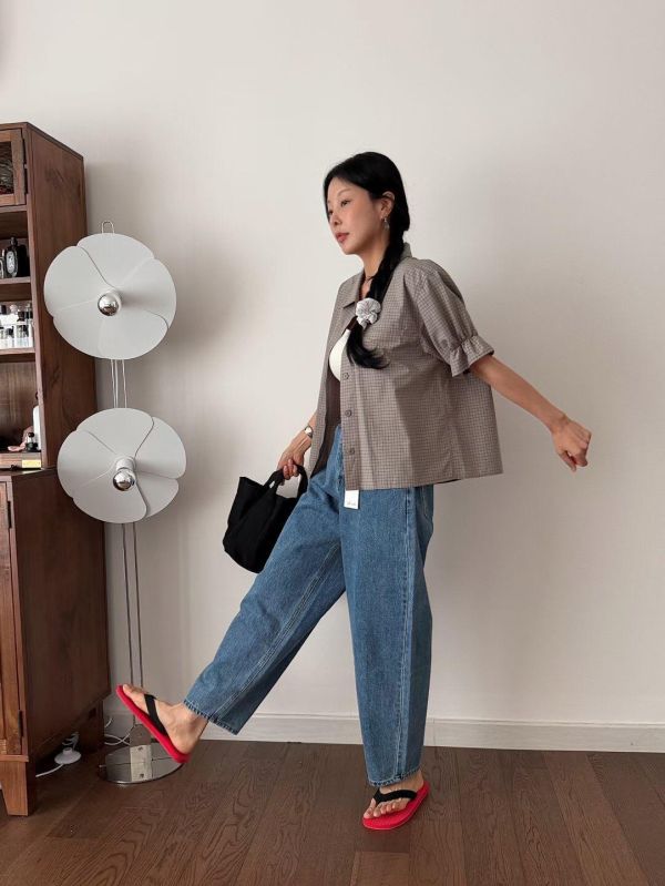 牛仔九分老爺褲 