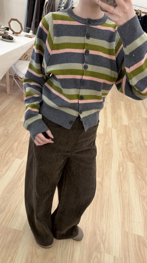 布朗尼斜車線絨布褲 