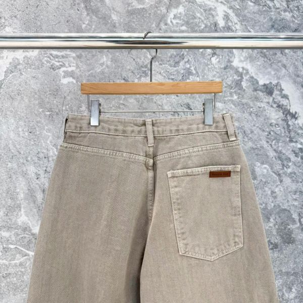 牛仔過膝八分寬褲 