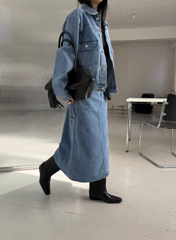 工裝感八分牛仔裙 