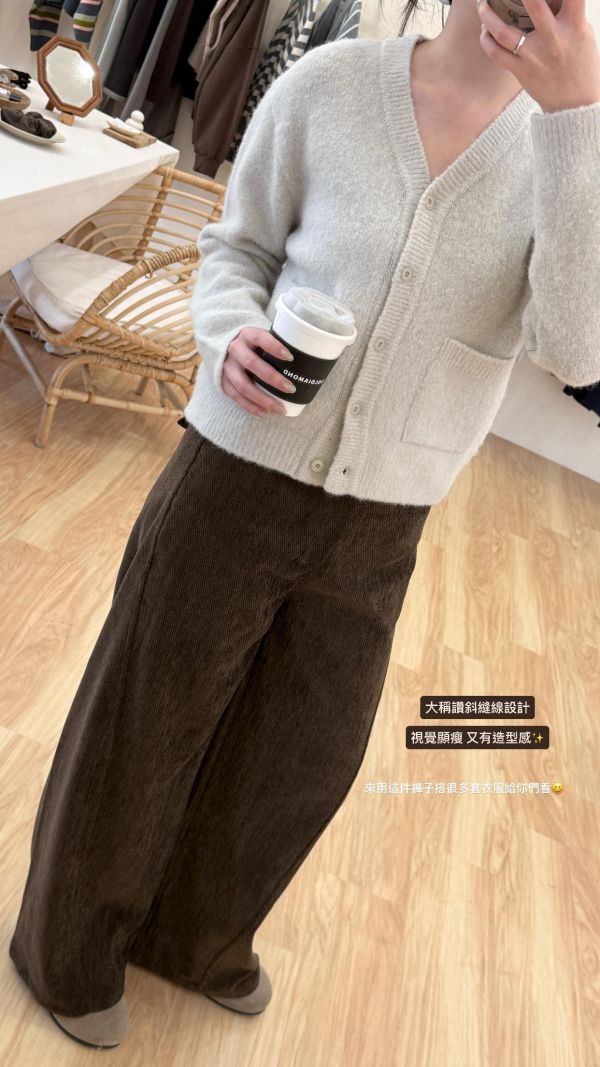 布朗尼斜車線絨布褲 