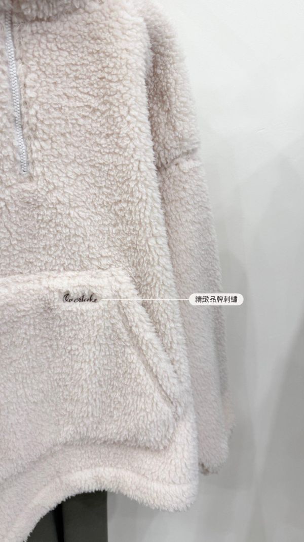 口袋刺繡刷絨混羊毛泰迪衣 