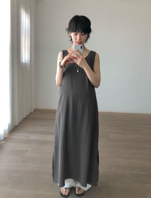 美背挖洞背心涼感洋裝 