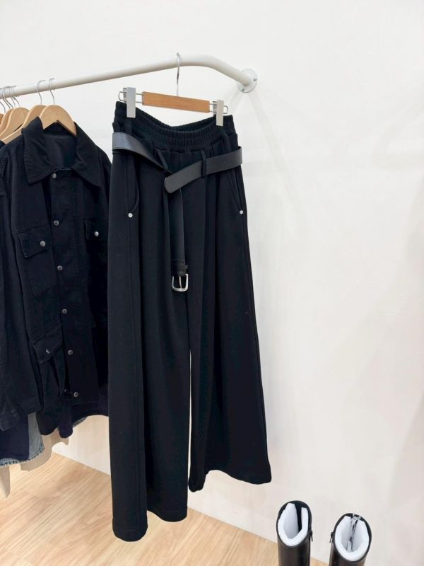 高品設計附寬皮帶休閒棉褲 