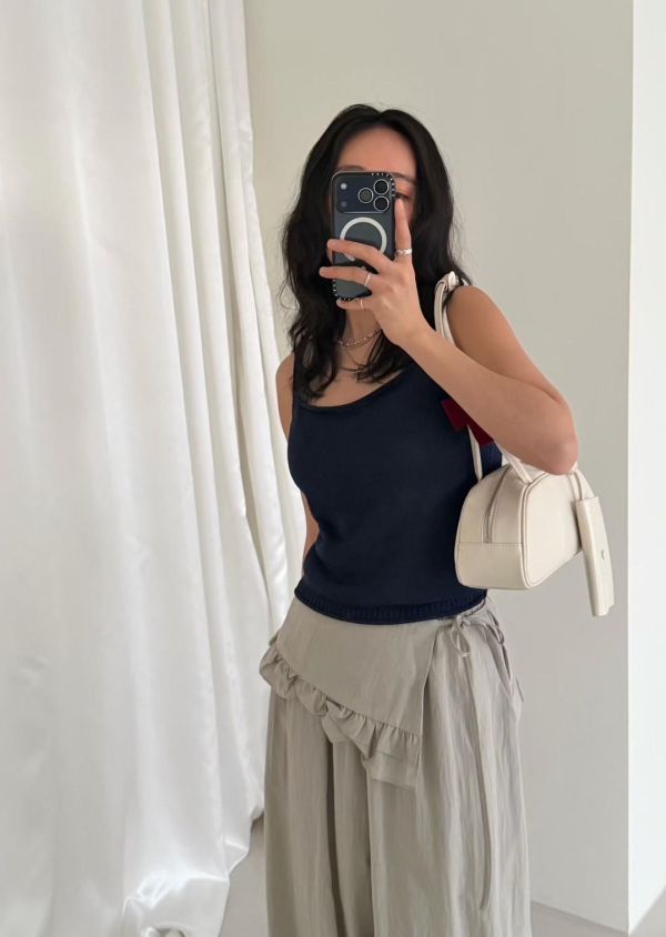 日系兩件式小裙擺泡泡褲 