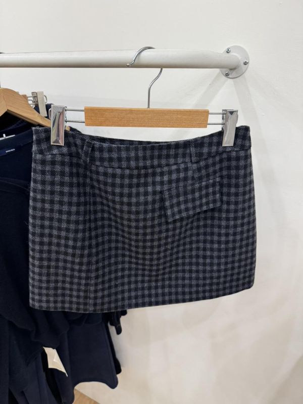 配色細格羊毛裙 