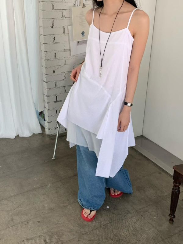 細肩帶不規則洋裝 