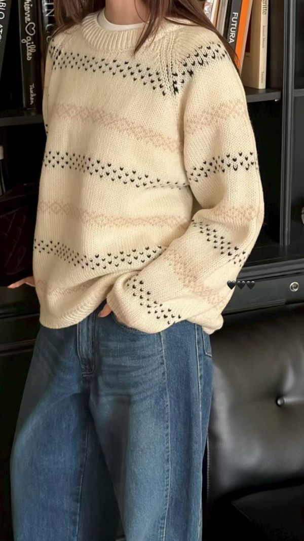 粗針織小愛心羊毛衣 