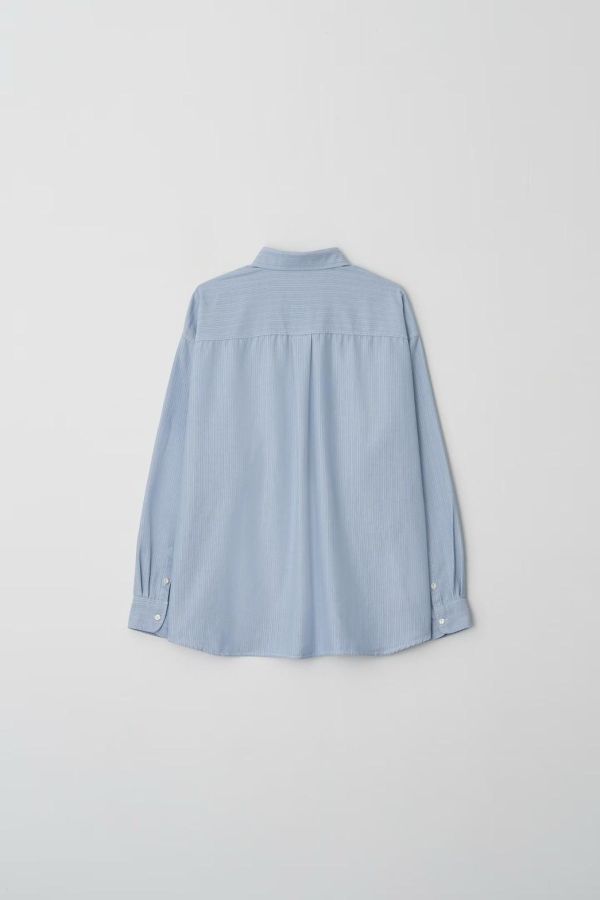 牛仔條紋軟棉質襯衫 