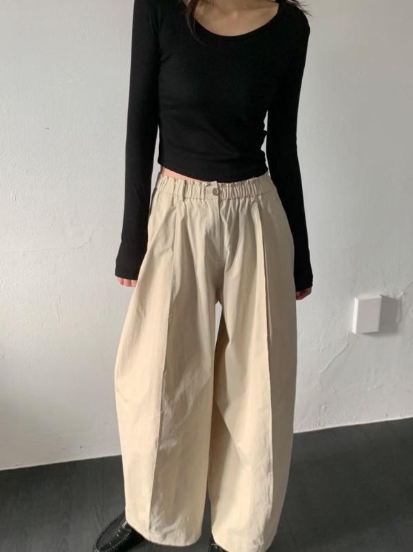 無印風挺棉質哈倫褲 