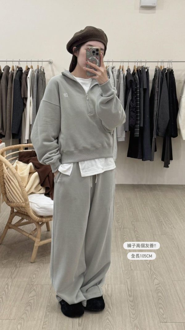 細鬆緊刷絨休閒長褲 