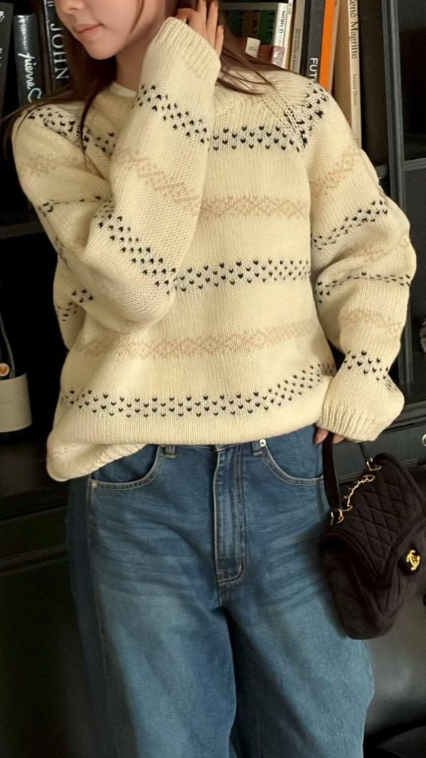 粗針織小愛心羊毛衣 