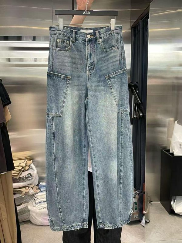 褲管調節造型復古刷色牛仔褲 