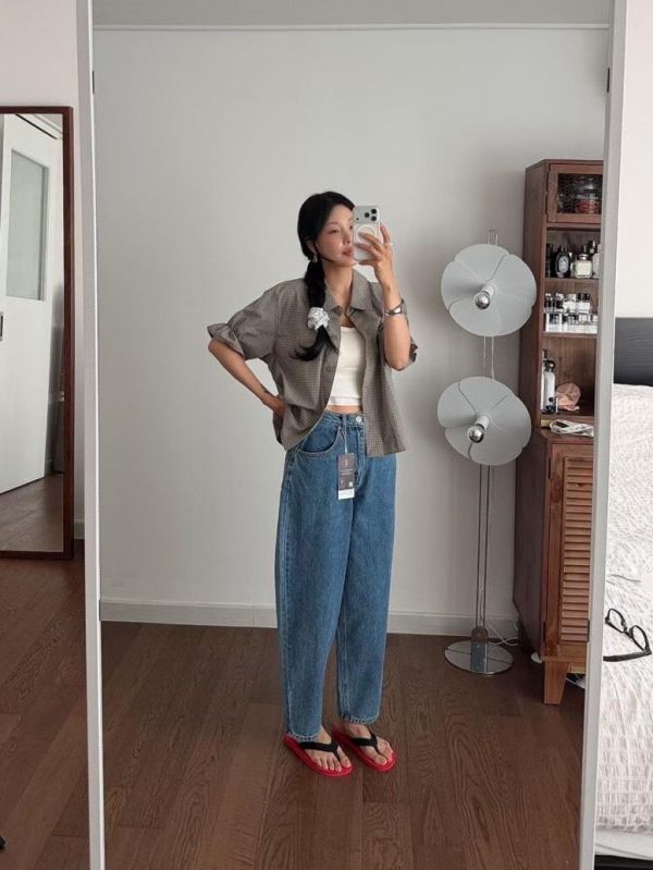 牛仔九分老爺褲 