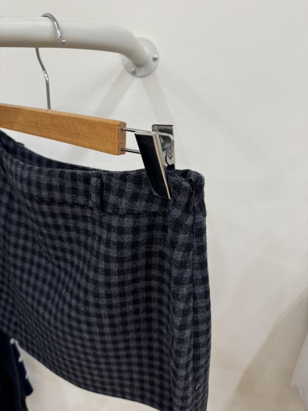 配色細格羊毛裙 