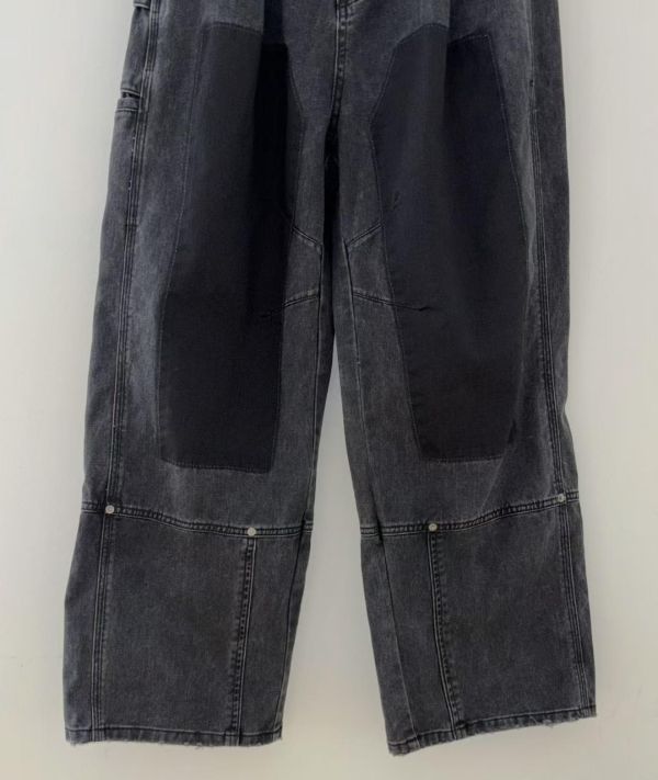 高品設計配色色塊牛仔褲 