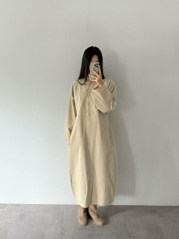 自然腰身棉洋裝 