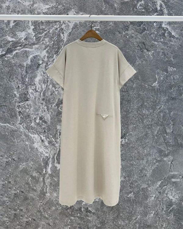 後口袋造型棉洋裝 