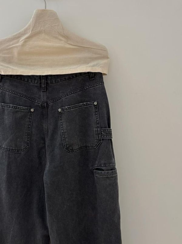 高品設計配色色塊牛仔褲 