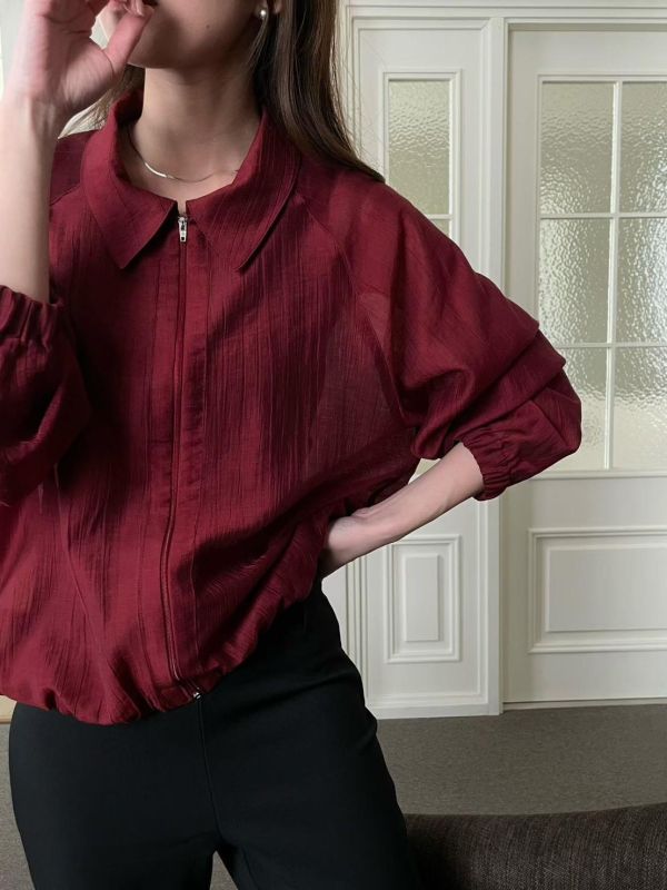 極簡亞麻拉鍊外套 