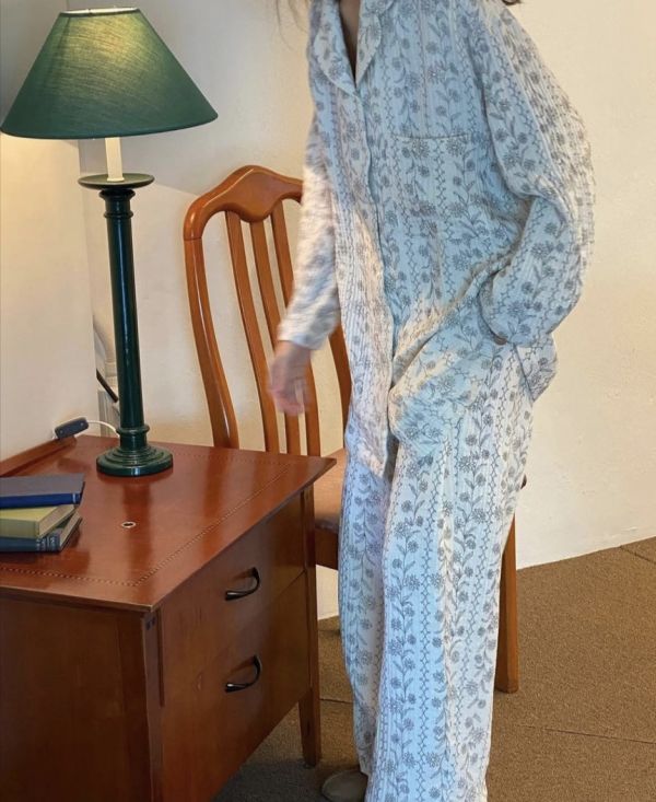 法式古典花紋韓國三層棉紗居家服（上衣） 