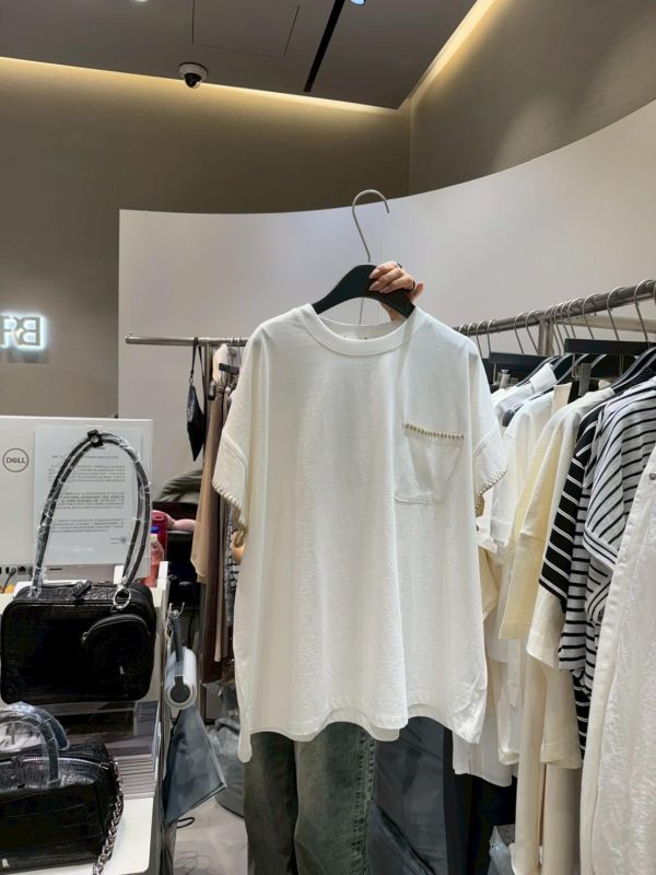 配色縫線口袋tee 