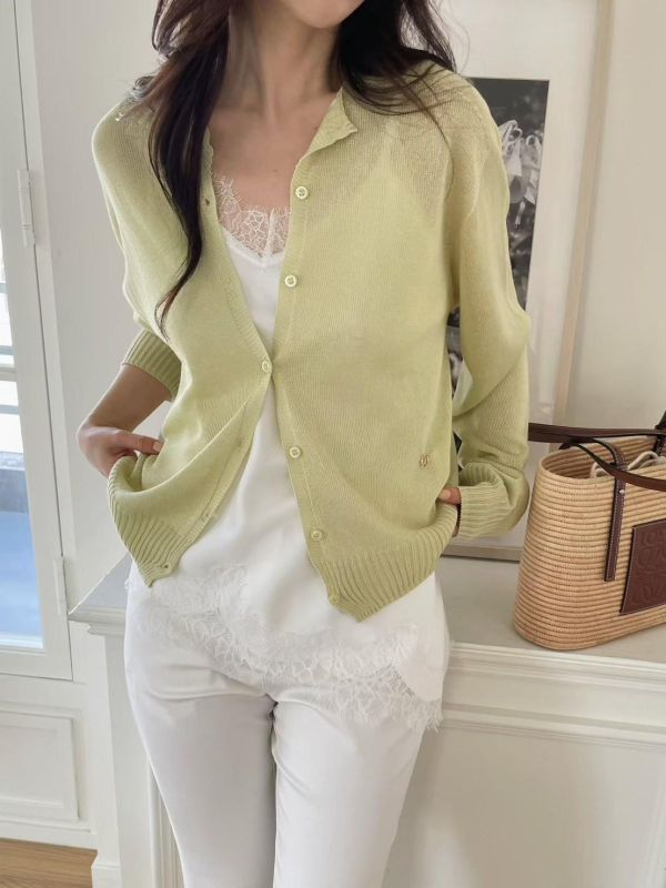 無縫線細緻針織薄外套 