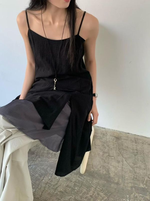 細肩帶不規則洋裝 