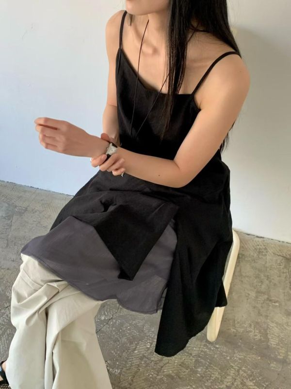 細肩帶不規則洋裝 