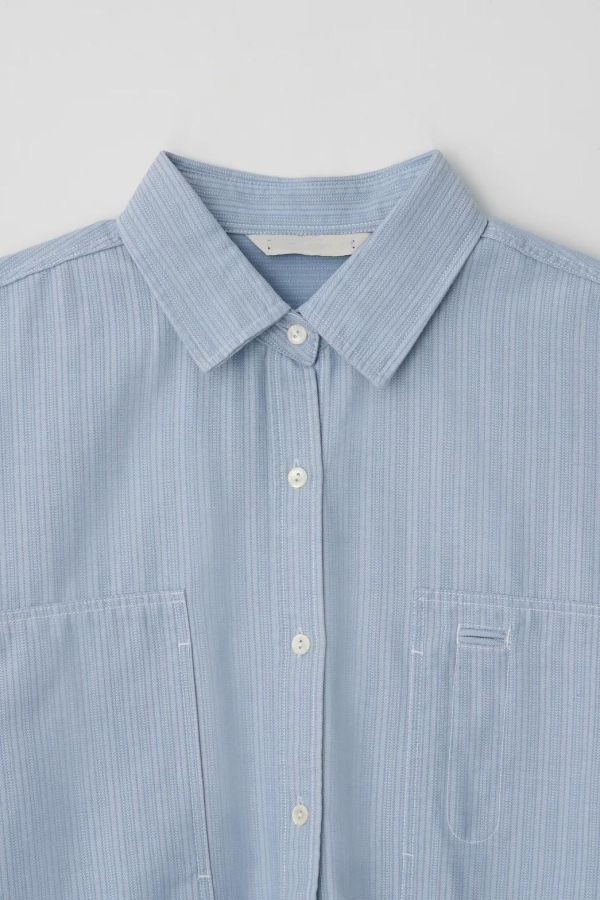 牛仔條紋軟棉質襯衫 