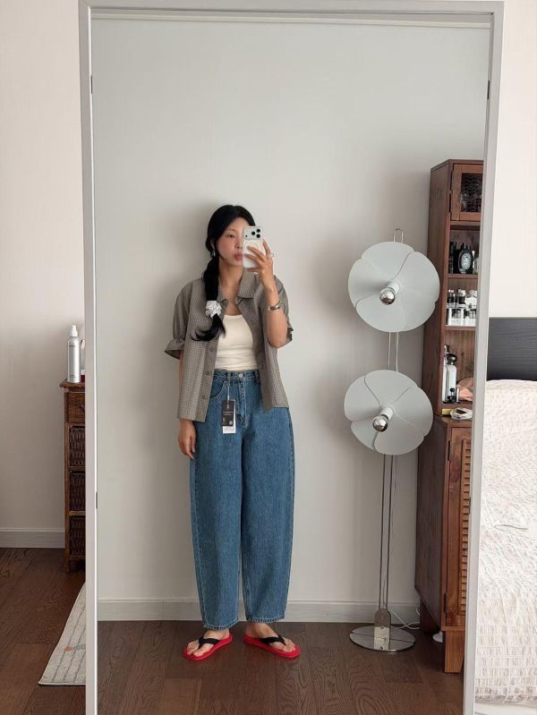 牛仔九分老爺褲 