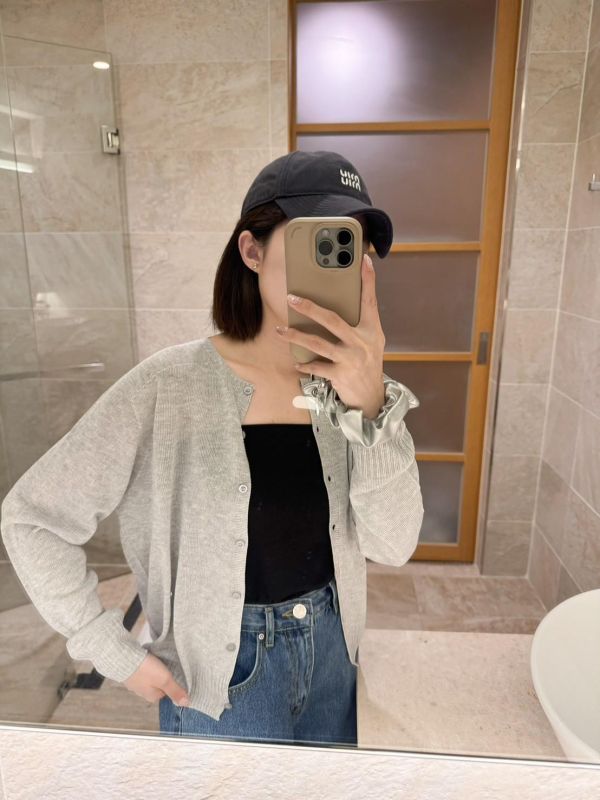 無縫線細緻針織薄外套 